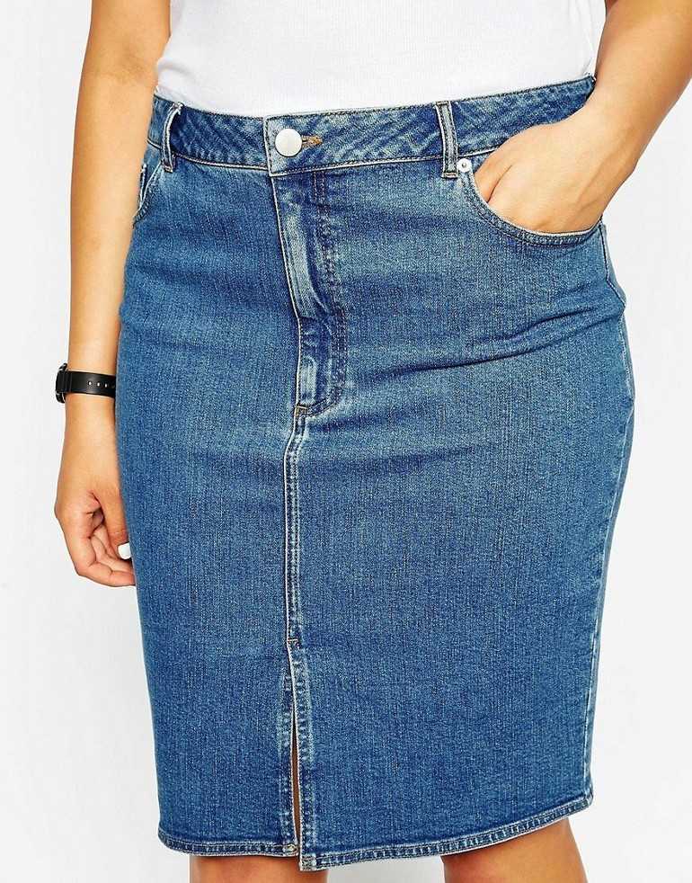 Прямая джинсовая юбка